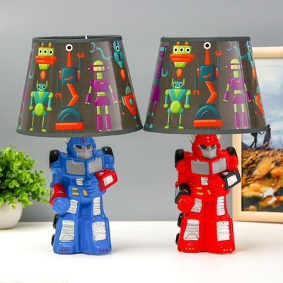 Настольная лампа с абажуром RISALUX «Робот», Е14, 15 Вт, 20×20×35 см, МИКС