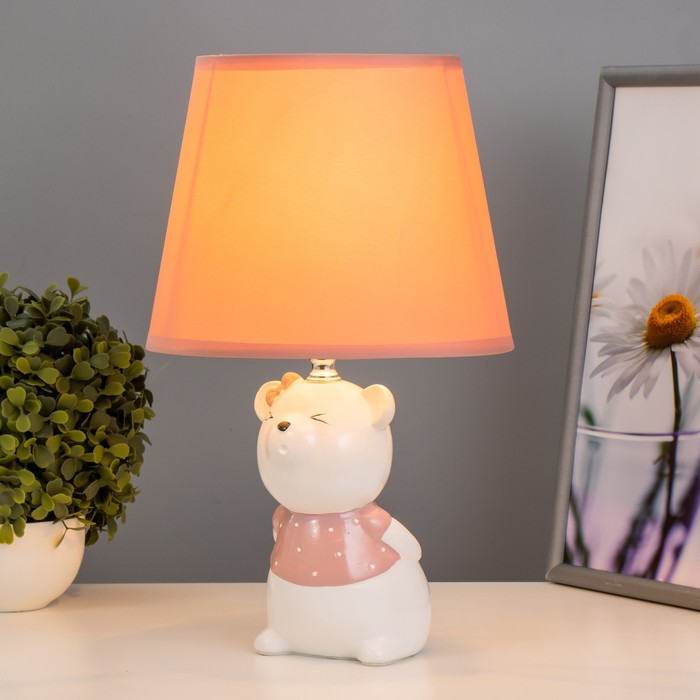 Настольная лампа "Мышонок" Е14 40Вт бело-розовый 20х20х32 см RISALUX - фото 1907652543