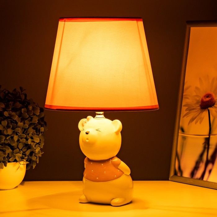 Настольная лампа "Мышонок" Е14 40Вт бело-розовый 20х20х32 см RISALUX - фото 1907652544