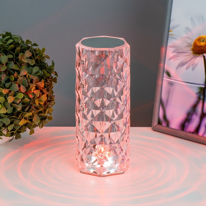 Настольная лампа с ПДУ «Призма» LED RGB АКБ 9.5×9×21.5 см RISALUX