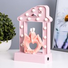 Фигурка светящаяся RISALUX «Влюбленные», 14хLED, ночник, 4000 К, USB, 3×АА, розовый, 24.5×7×15.5 см - Фото 2