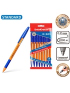 Набор ручек шариковых ErichKrause R-301 Orange Stick&Grip, 8 штук, узел 0.7 мм, цвет чернил синий, резиновый упор, корпус оранжевый - Фото 8