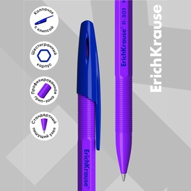 Набор ручек шариковых 4 штуки, ErichKrause R-301 Neon Stick, узел 0.7 мм, чернила синие, корпус неоновый, длина линии письма 2000 метров, МИКС