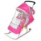 Санки-коляска «Ника детям 4», с колёсами, цвет розовый - Фото 1