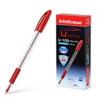 Ручка шариковая ErichKrause U-109 Classic Stick&Grip, узел 1.0 мм, грип, чернила красные - Фото 1