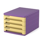 Бокс универсальный ErichKrause Iris, 4 отделения, пластик, фиолетовый с желтыми ящиками - фото 898496