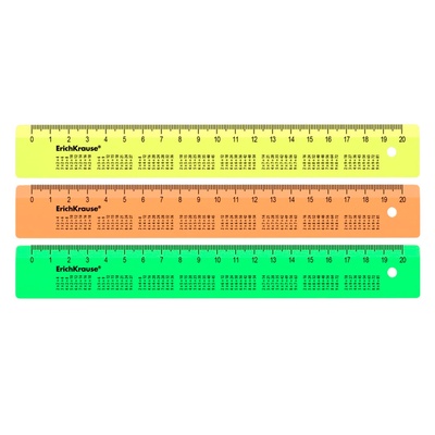 Линейка справочная 20 см, таблица умножения, ErichKrause Neon, пластик, МИКС
