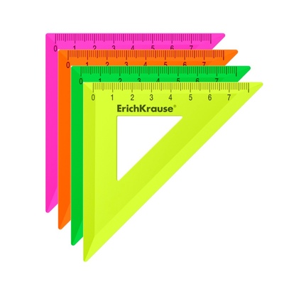 Угольник пластиковый ErichKrause. Neon Solid, 9 см, 45°, МИКС
