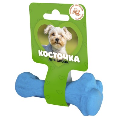 Игрушка "Кость литая" малая Зооник, 11 см, пластикат, синяя