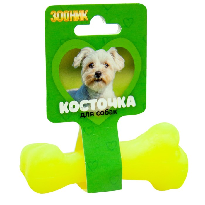 Игрушка "Кость литая" малая Зооник, 11 см, пластикат, желтая - Фото 1