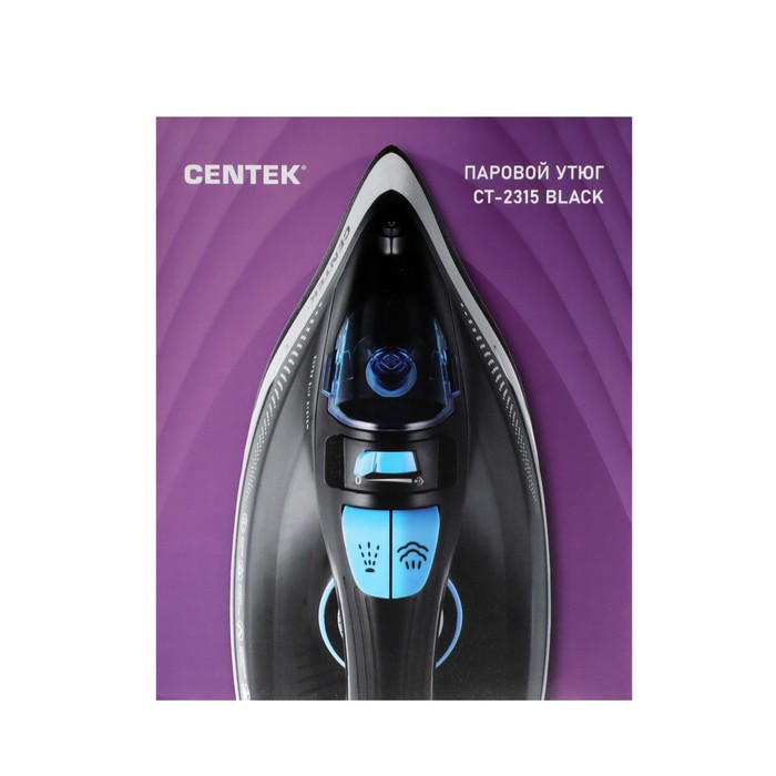 Утюг Centek CT-2315, 2600 Вт, керамическая подошва, 320 мл, чёрный - фото 51325147