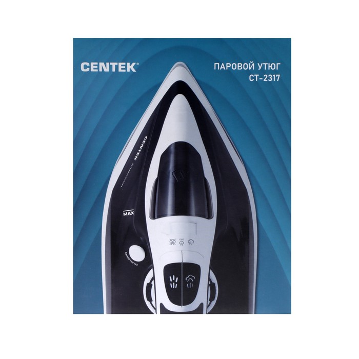 Утюг Centek CT-2317, 2800 Вт, керамическая подошва, 300 мл, бело-чёрный - фото 51325159