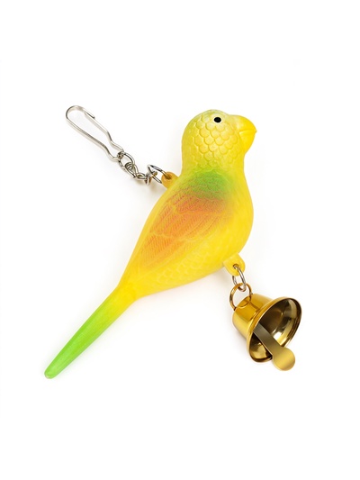 Игрушка для птиц «Птичка», 11.9×3.4×12.5 см, с колокольчиком, пластик, жёлтая