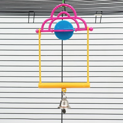 Набор игрушек для птиц, 35×28 см, 5 предметов: ванночка, кормушка, зеркальце, качели, лесенка