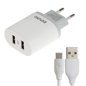 Сетевое зарядное устройство Exployd EX-Z-1439, 2 USB, 2.4 А, кабель Type-C, белое
