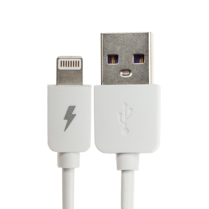 Кабель Exployd EX-K-1244, Lightning-USB, 2.4А, 1м, зарядка/передача данных, силикон, белый - фото 51459887