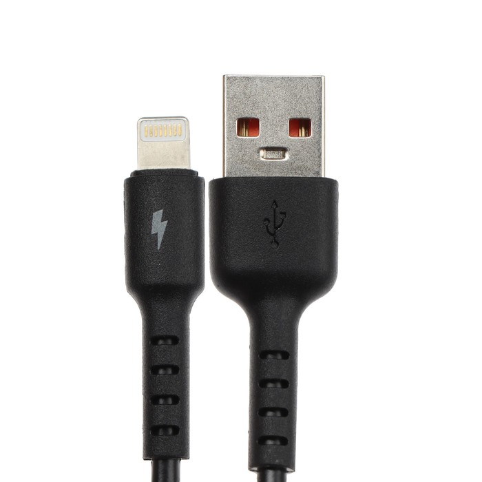 Кабель Exployd EX-K-1261, Lightning-USB, 3 А, 1 м, зарядка/передача данных, силикон, черный - фото 51459893