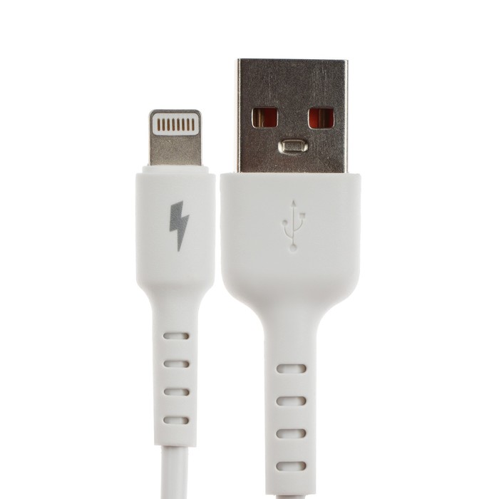 Кабель Exployd EX-K-1262, Lightning-USB, 3 А, 1 м, зарядка/передача данных, силикон, белый - фото 51459898