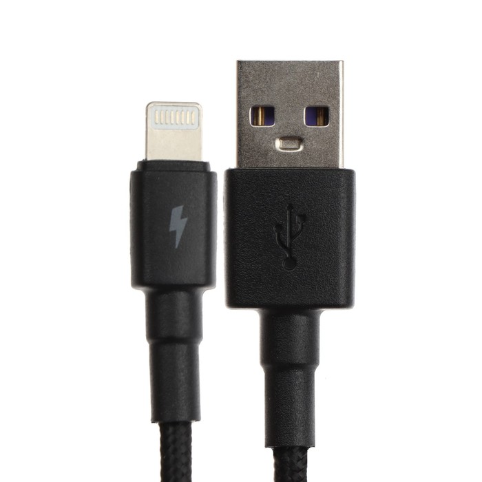 Кабель Exployd EX-K-1279, Lightning-USB, 2.4А, 1 м, зарядка/передача данных, нейлон, черный - фото 51459903