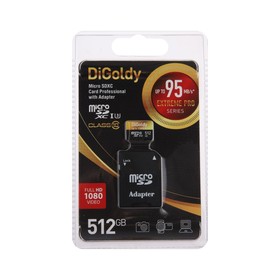 Карта памяти Digoldy microSD, 512 Гб, SDXC, UHS-1, класс 10, с адаптером SD 9514964