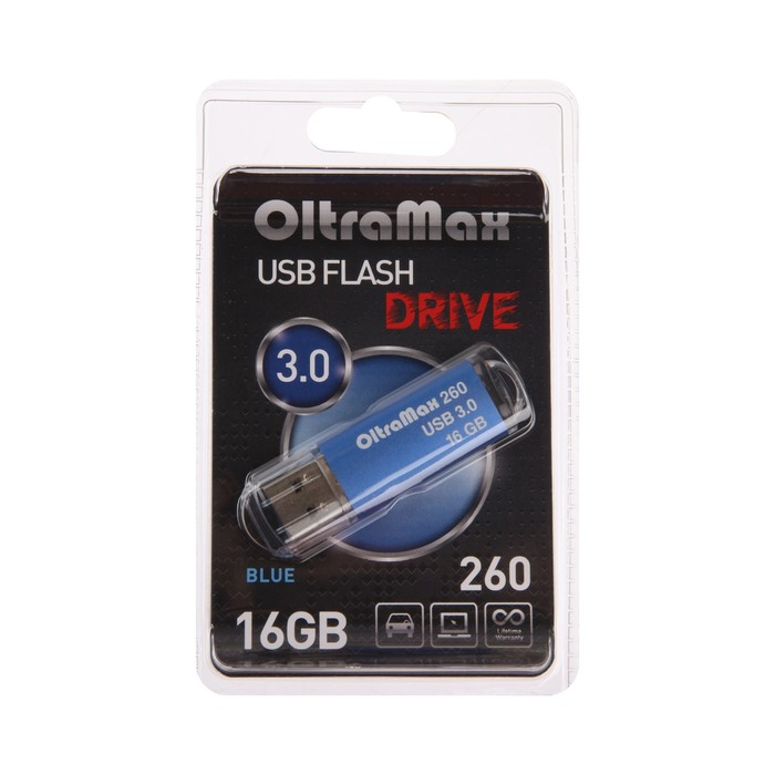 Флешка OltraMax 260, 16 Гб, USB3.0, чт до 70 Мб/с, зап до 20 Мб/с, синяя - фото 51309057