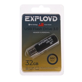 Флешка Exployd 660, 32 Гб, USB3.0, чт до 70 Мб/с, зап до 20 Мб/с, черная 9514986