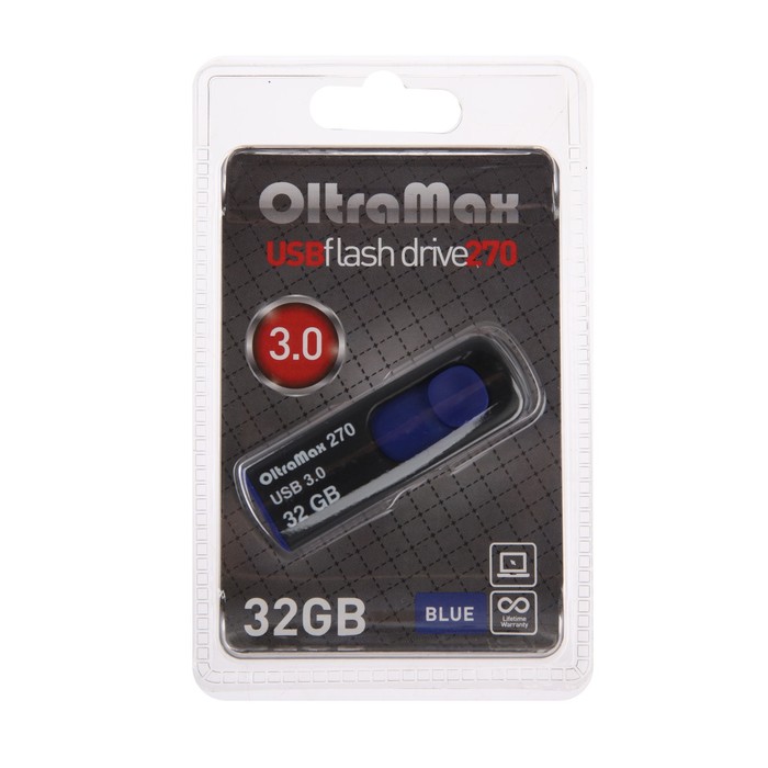 Флешка OltraMax 270, 32 Гб, USB3.0, чт до 70 Мб/с, зап до 20 Мб/с, синяя - фото 51309093