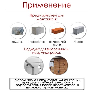 Дюбель-хомут ТУНДРА, для плоского кабеля, нейлоновый, 10 мм, белый, 100 шт.