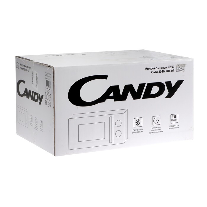 Микроволновая печь Candy  CMW20SMWLI-07, 700 Вт, 20 л, 6 режимов, бело-чёрная - фото 51338466