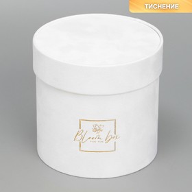 Коробка шляпная бархатная «Белая», тиснение, 12 х 12 см