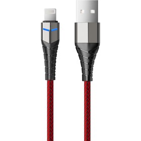 Кабель Accesstyle AL24-F100LED, Lightning - USB, 2.4А, LED, быстрая зарядка,1м,черно-красный 9512342