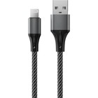 Кабель Accesstyle AL24-F100M, Lightning - USB, 2.4А, ткань, быстрая зарядка, 1м, черно-серый - фото 2429378