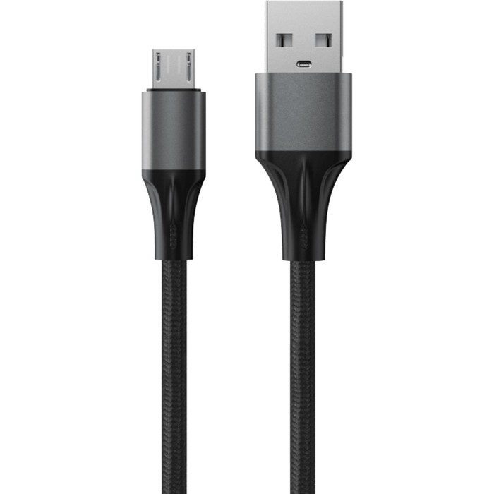 Кабель Accesstyle AM24-F100M, microUSB - USB, 2.4 А, ткань, быстрая зарядка, 1 м, черный