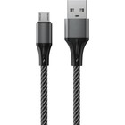 Кабель Accesstyle AM24-F100M, microUSB - USB, 2.4 А, ткань, быстрая зарядка, 1м, черно-серый 9512348 - фото 10316764