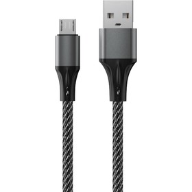 Кабель Accesstyle AM24-F100M, microUSB - USB, 2.4 А, ткань, быстрая зарядка, 1м, черно-серый 9512348