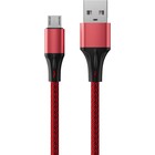 Кабель Accesstyle AM24-F100M, microUSB - USB, 2.4А, ткань, быстрая зарядка, 1м,черно-красный - фото 7955127