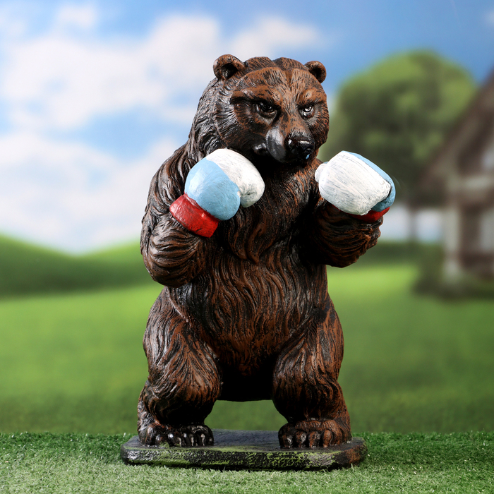 Садовая фигура "Медведь боксер" 35х24х18см - фото 1907653634