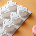 Форма для муссовых десертов Доляна «Сердце», силикон, 29×17×4,3 см, 8 ячеек (5,5×6,2×3,5 см), цвет белый - Фото 4