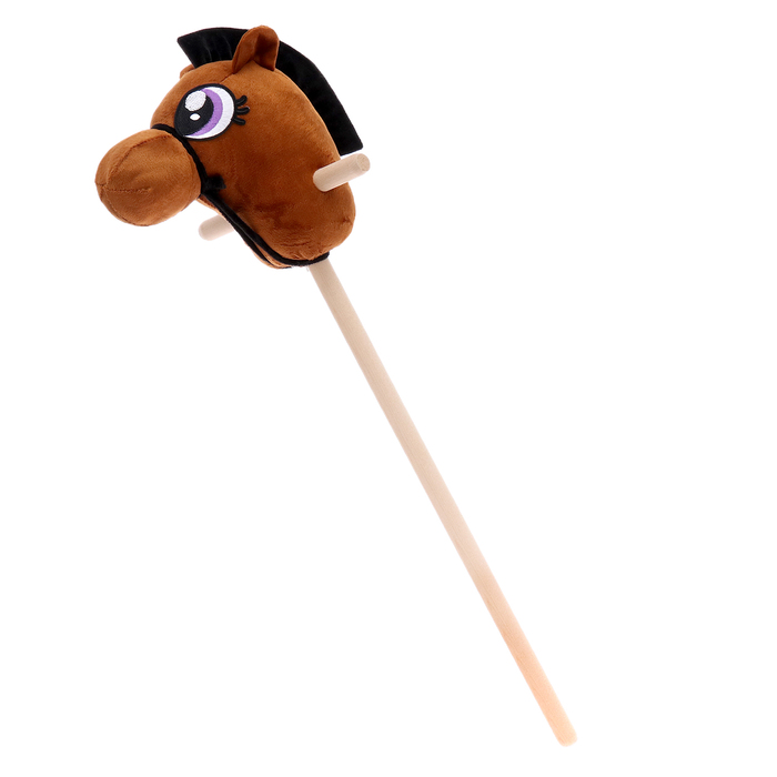 Мягкая игрушка «Конь-скакун» на палке, цвет коричневый - Фото 1