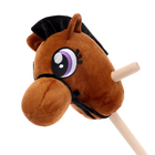 Мягкая игрушка «Конь-скакун» на палке, цвет коричневый - фото 9965543