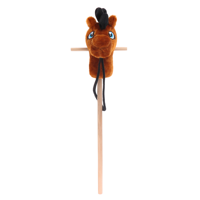 Мягкая игрушка «Конь-скакун» на палке, цвет коричневый - фото 1892974594