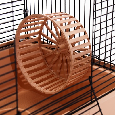 Клетка для грызунов «Пижон», 42×30×65 см, 4 этажа, 2 домика, колесо, миска, бежевая
