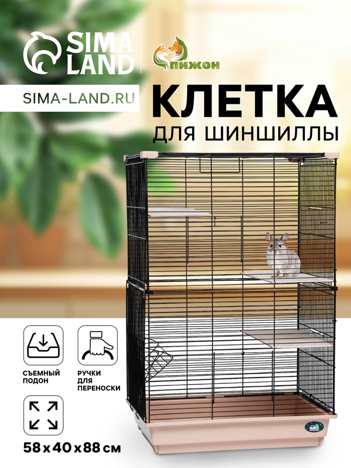 Клетка для шиншиллы «Пижон» №10, разборная, 58×40×88, бежевая - Фото 1