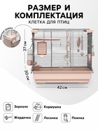 Клетка для птиц «Пижон» №100, разборная, 42×30×37 см, укомплектованная, бежевая - Фото 3