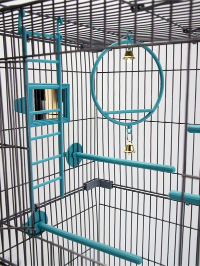Клетка для птиц «Пижон», разборная, 42×30×62.7 см, укомплектованная, бирюзовая