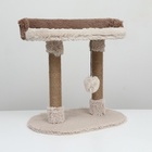 Когтеточка «Пижон» c лежанкой, овальная, 58×36×39 см, пушистый мех, джут, бежевая - Фото 2