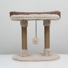 Когтеточка «Пижон» c лежанкой, овальная, 58×36×39 см, пушистый мех, джут, бежевая - Фото 3