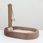 Лежанка с когтеточкой «Пижон», овальная, 55×36×47 см, пушистый мех, джут, коричневая - Фото 2