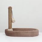 Лежанка с когтеточкой «Пижон», овальная, 55×36×47 см, пушистый мех, джут, коричневая - Фото 3