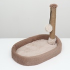 Лежанка с когтеточкой «Пижон», овальная, 55×36×47 см, пушистый мех, джут, коричневая - Фото 4
